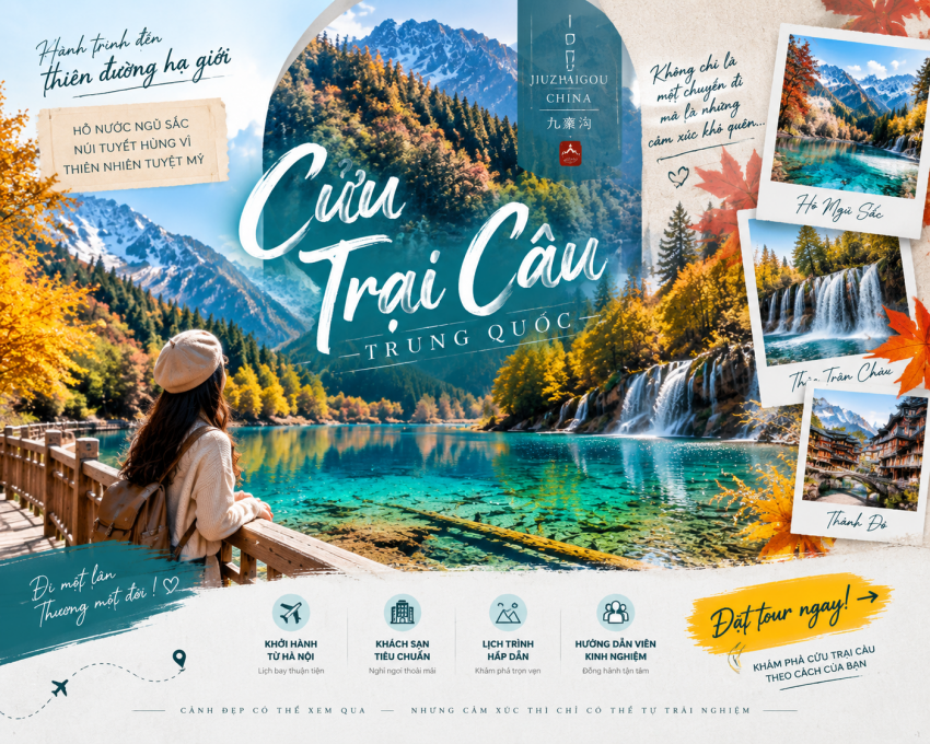 [Tour] Cửu Trại Câu Trung Quốc 2026 Trọn Gói | Khám Phá Thiên Đường Hồ Ngũ Sắc